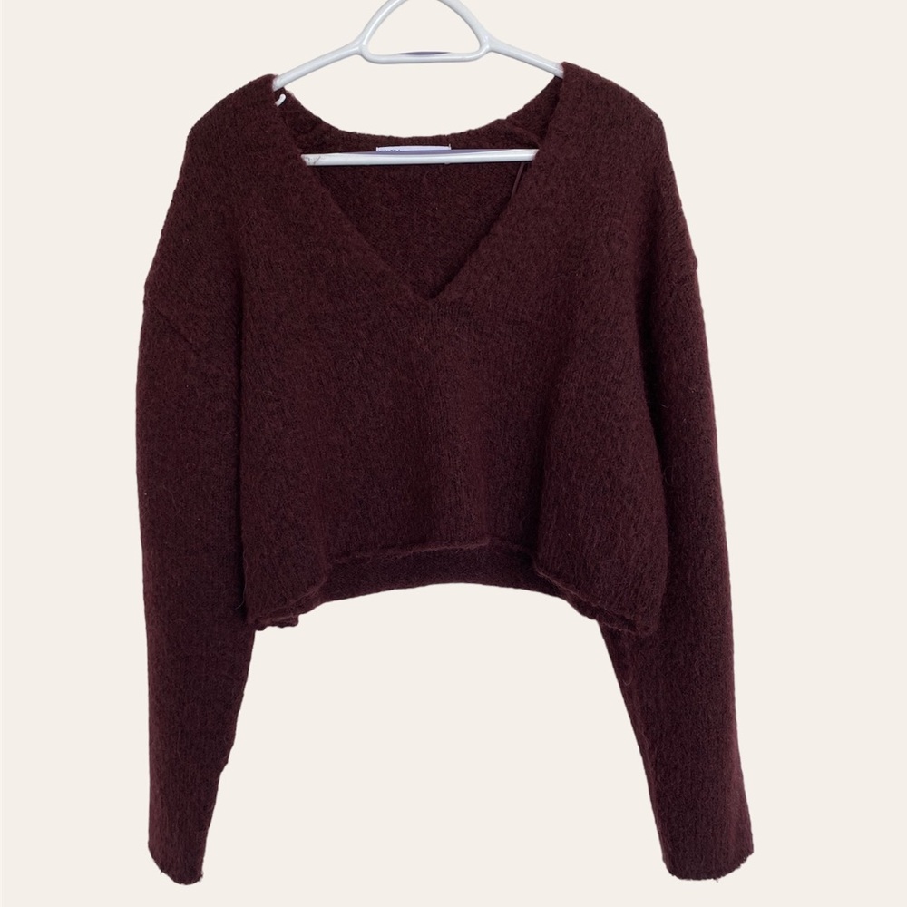 Zara thick oversized cropped wool sweater